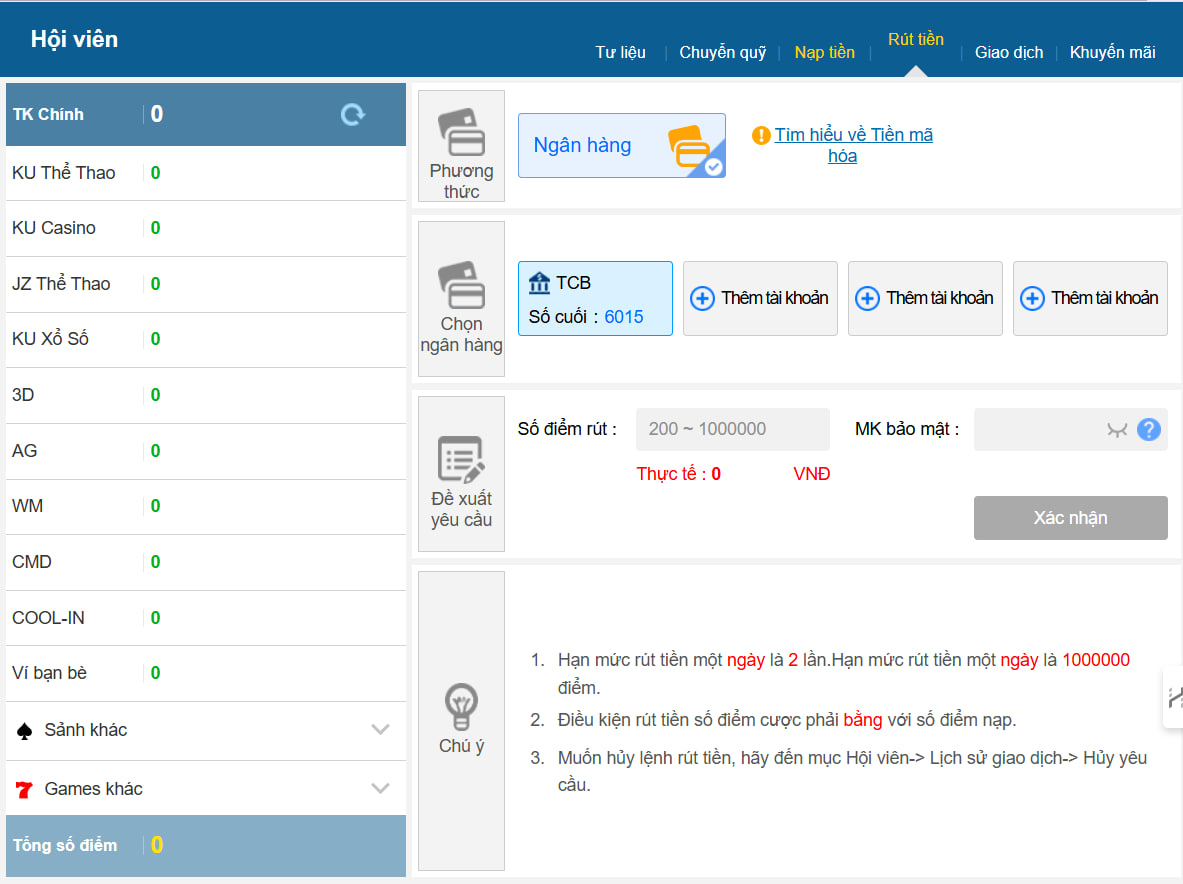 Kubet - Link Truy Cập Chính Thức Ku Bet - Tặng Code 88k 41 Hiện tại KUBET đang hỗ trợ 2 phương pháp rút tiền chính là qua NGÂN HÀNG và Tiền Mã Hóa (USDT, BNB, BITCOIN)